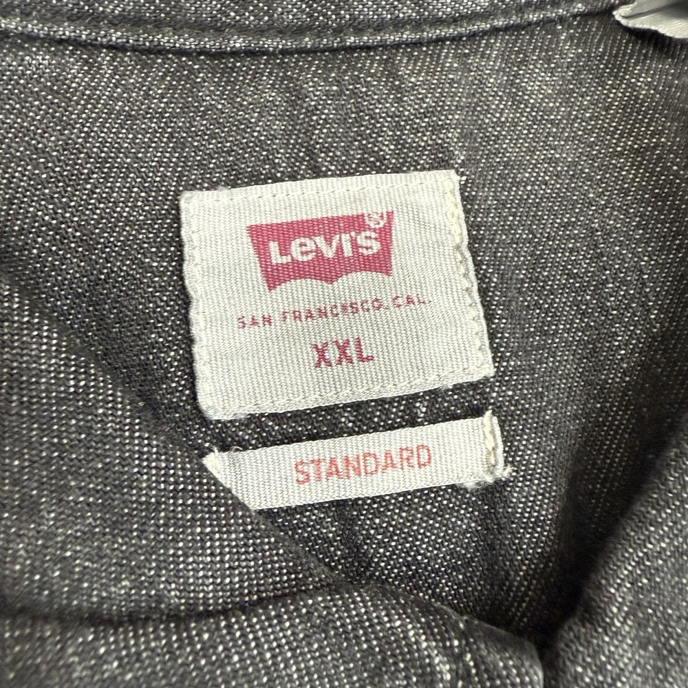 Levi's Mens Size XXL Western Shirt Charcoal Gray Pearl Snap Button Denim NWT - Picture 3 of 8